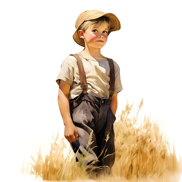 Young Boy Standing in Field