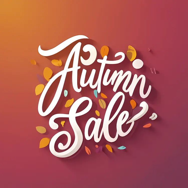 Autumn Sale Sign with Decorative Leaves