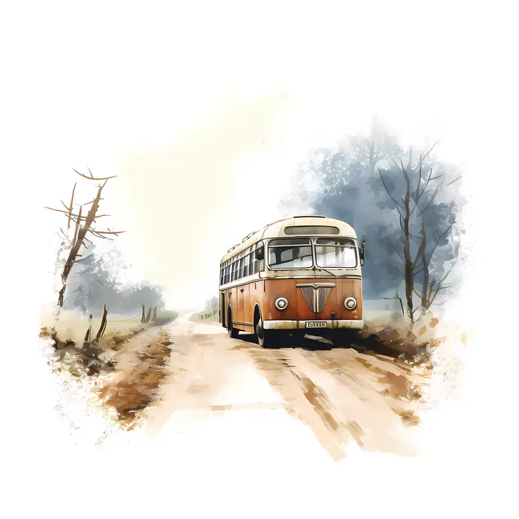 Vintage Bus on a Dirt Road