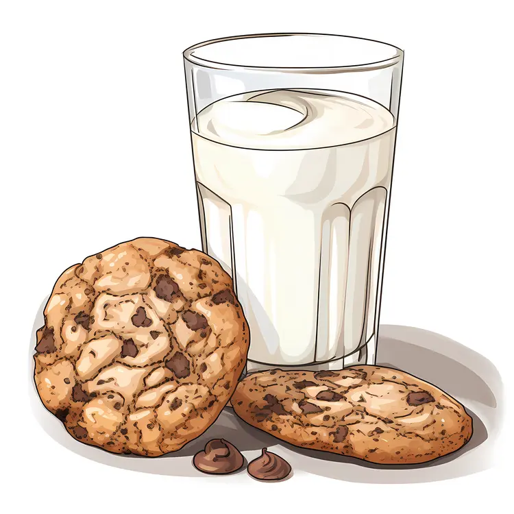 Delicious Milk and Cookies Illustration
