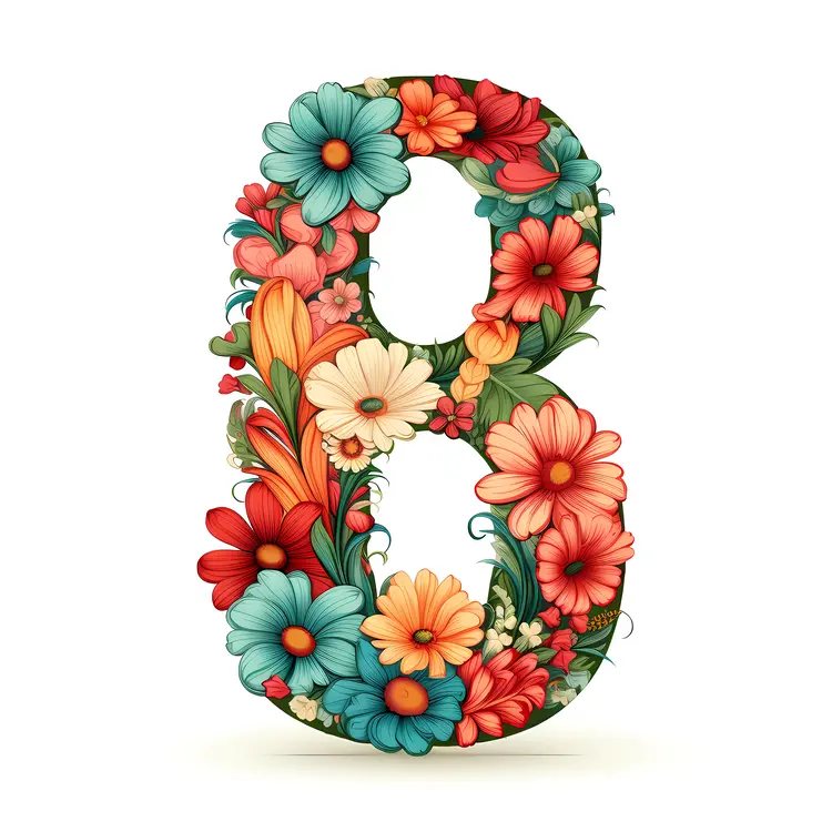 Colorful Floral Number 8
