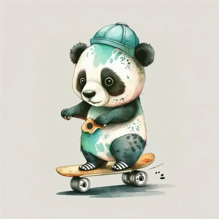 Cute Panda on a Skateboard