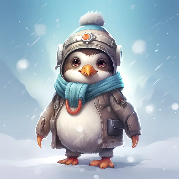 Cute Penguin in Winter Gear