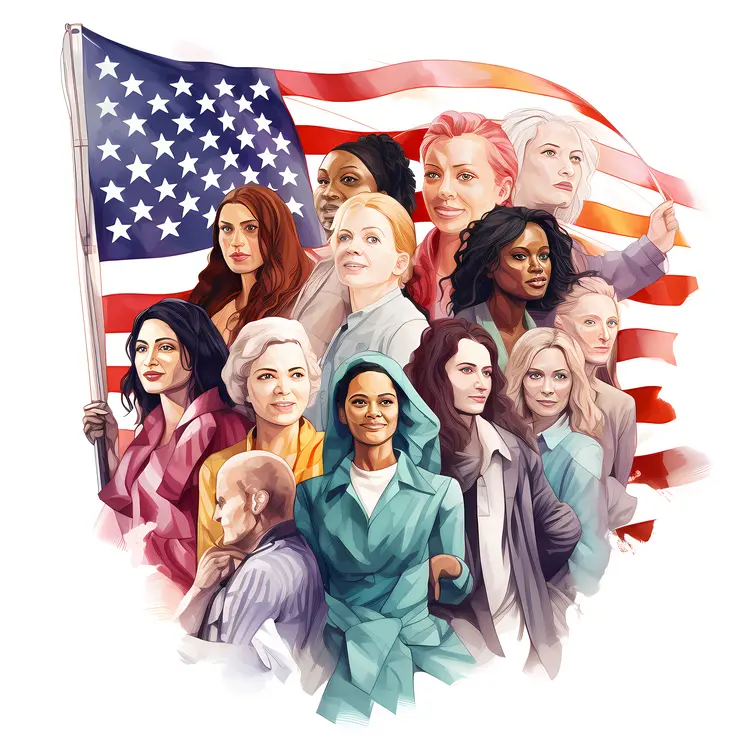 Empowered Women with American Flag