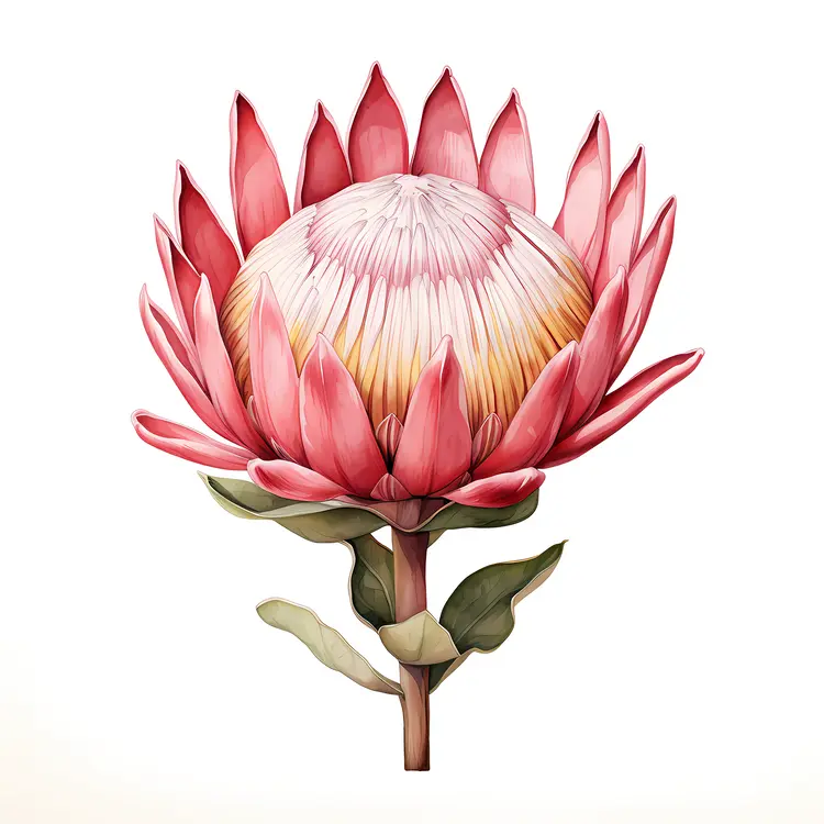 Beautiful Pink Protea Flower Illustration