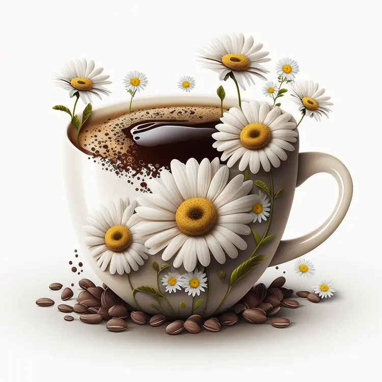 Floral Coffee Cup with Daisies