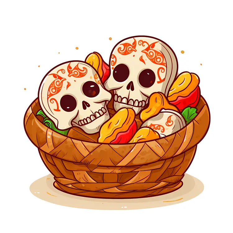 Basket of Sugar Skulls Illustration