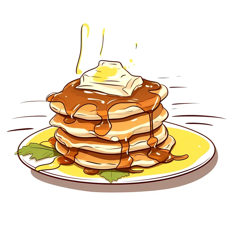 Delicious Pancakes with Butter and Syrup