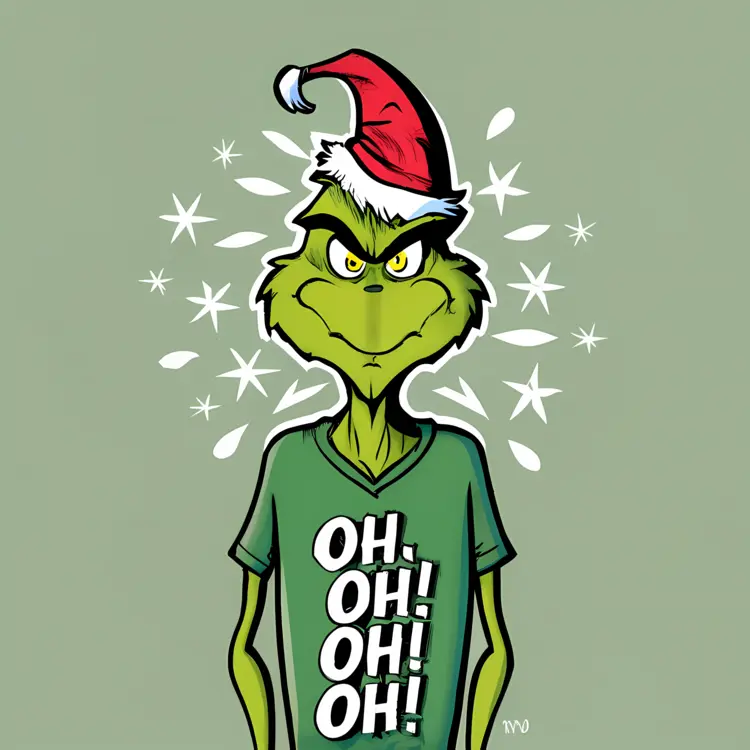 Grinch in Santa Hat Saying Oh! Oh! Oh!