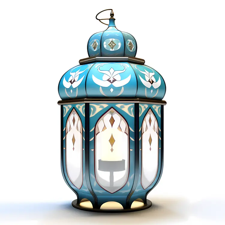 Artistic Blue Lantern with Floral Patterns