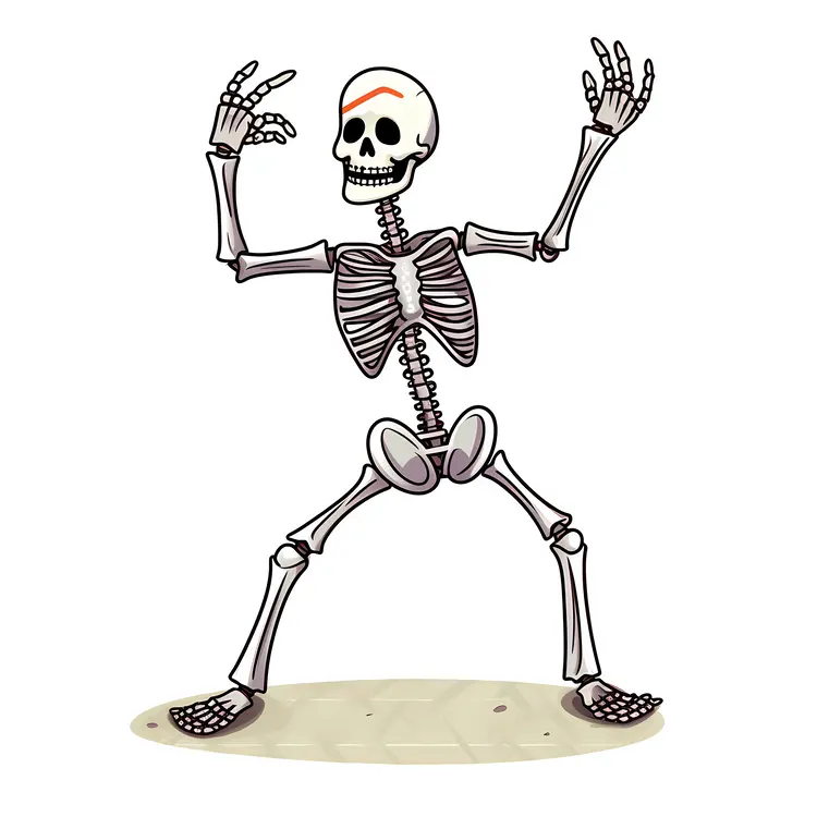 Dancing Skeleton with Red Mark