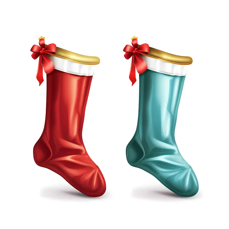 Red and Green Christmas Stockings with Bows