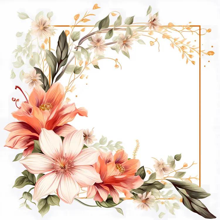 Elegant Floral Frame with Pink and White Flowers