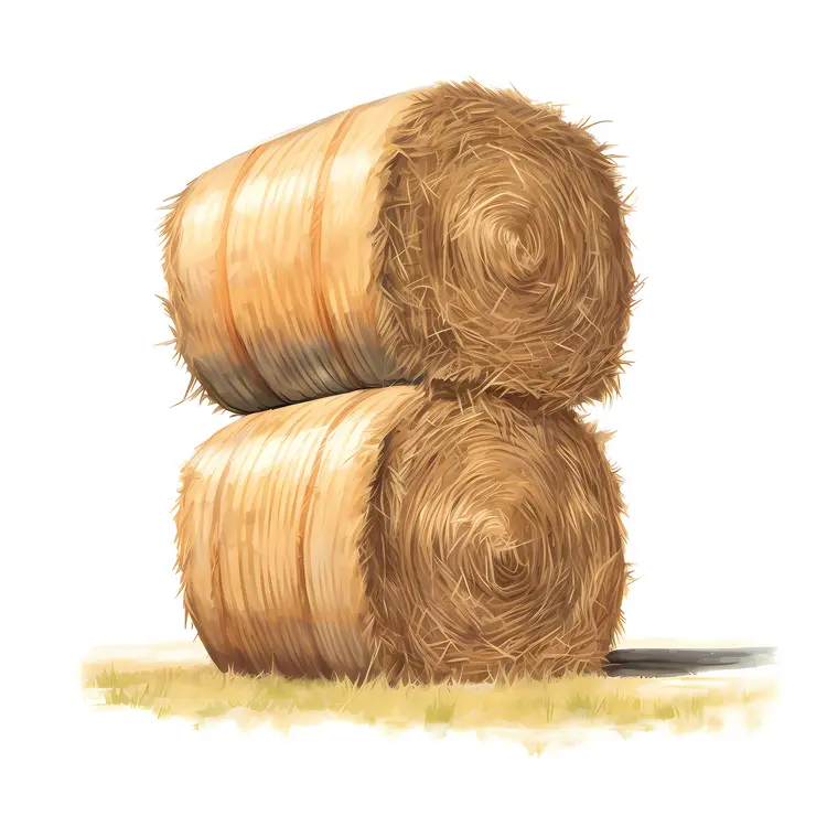 Stacked Hay Bales Illustration