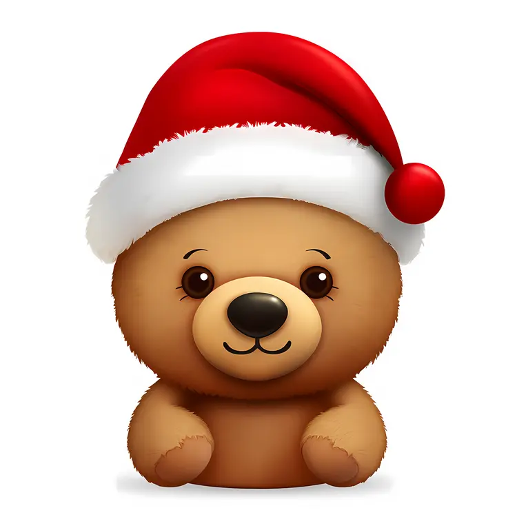 Adorable Teddy Bear with Christmas Hat