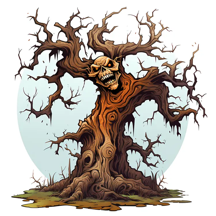 Spooky Tree with Skull