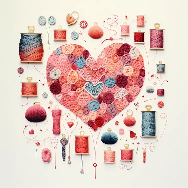 Heart-Shaped Yarn and Thread Collection