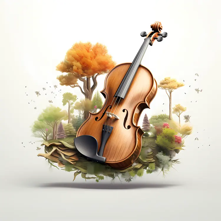 Violin with Nature Background