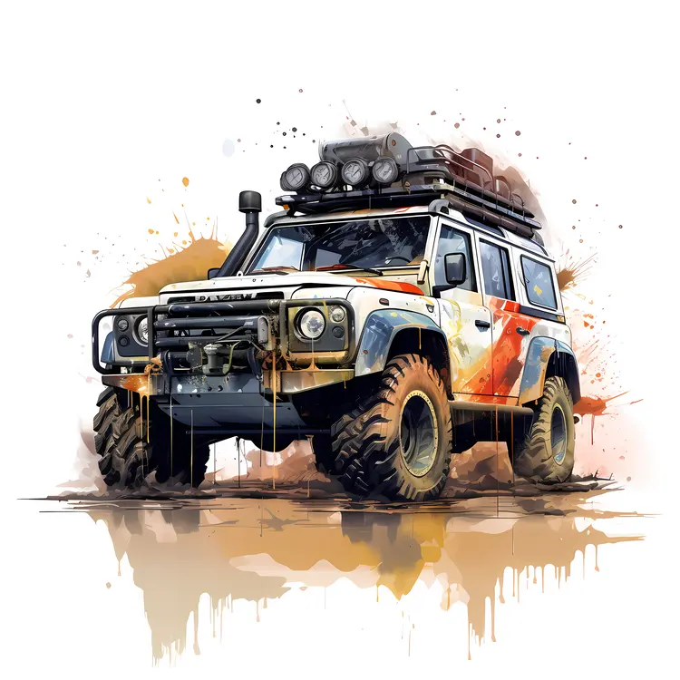 Off-Road Vehicle with Gear in Mud