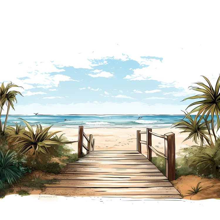 Serene Beach Pathway to the Ocean