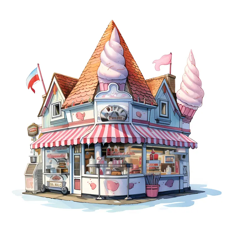 Cute Ice Cream Shop with Cones