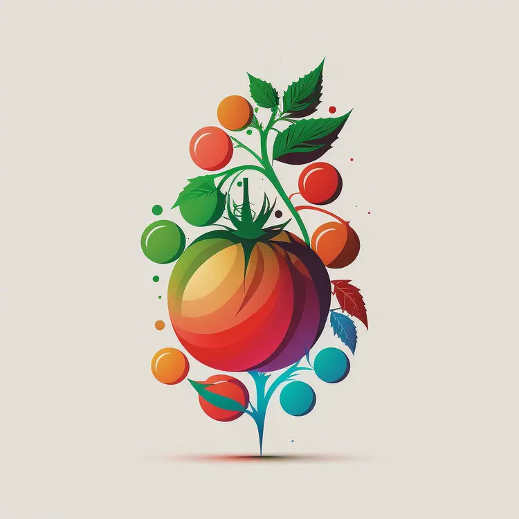 Colorful Tomato Plant Illustration