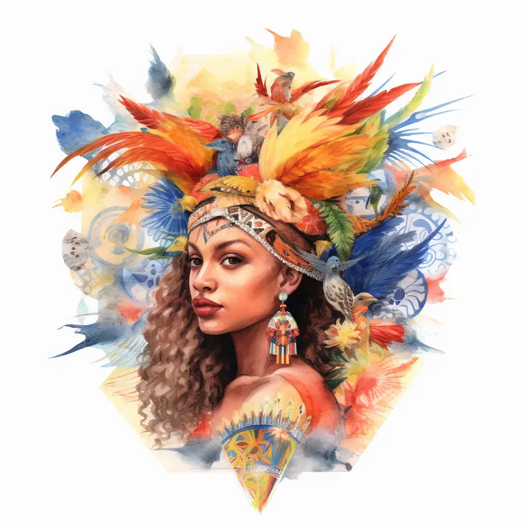 Colorful Feathered Headdress for Carnival