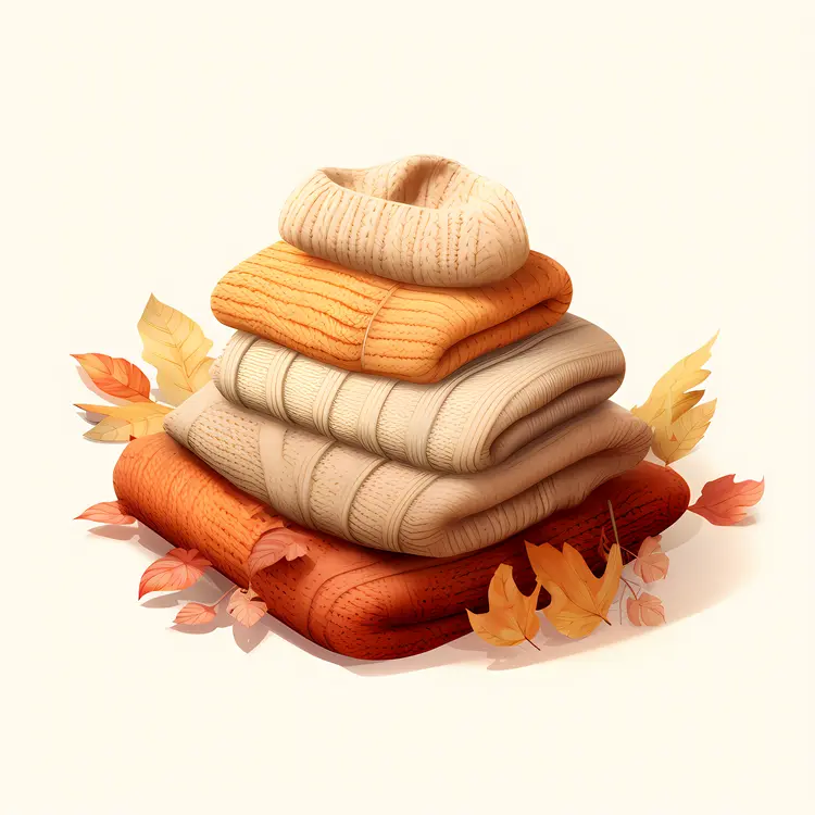 Warm Stack of Sweaters for Autumn