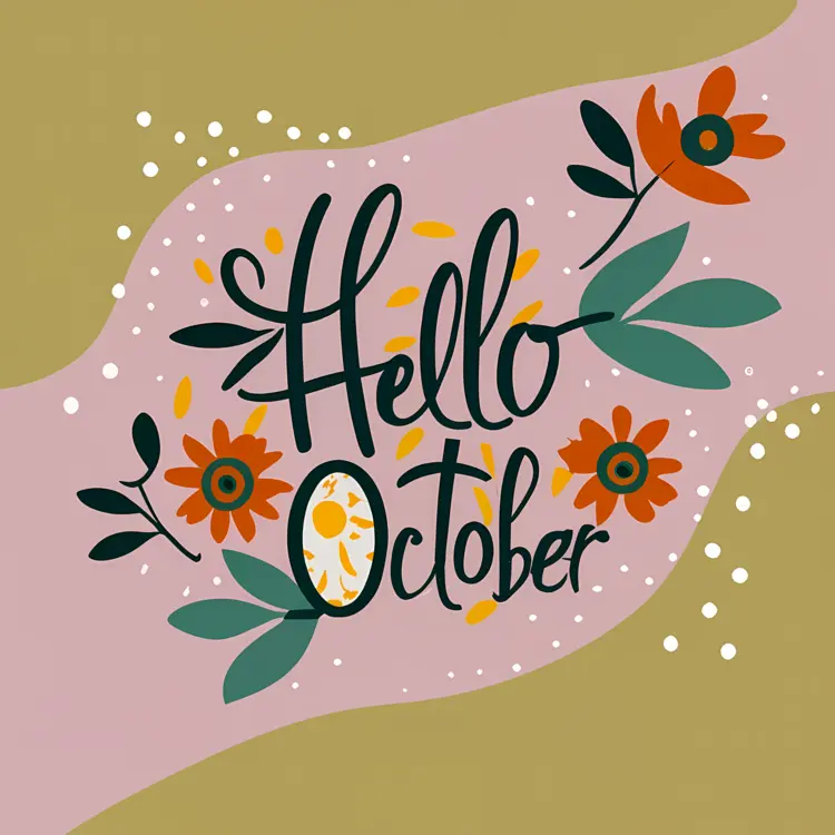 Hello October with Flowers