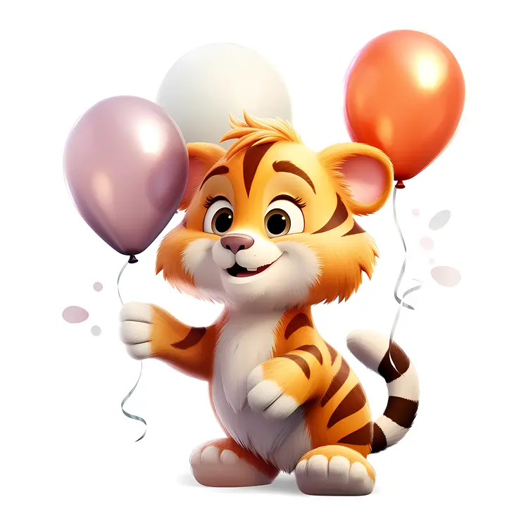 Happy Tiger with Balloons