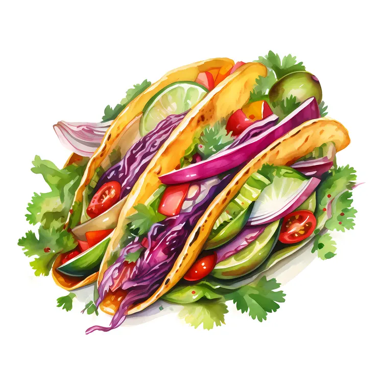 Colorful Fresh Tacos with Vegetables