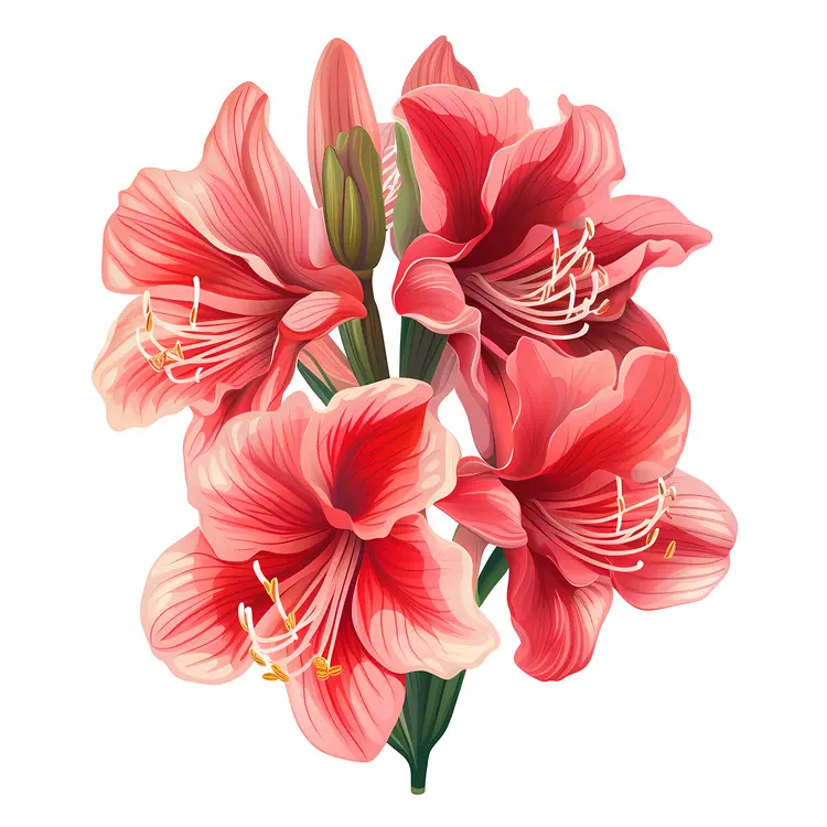 Red Flowers with Green Leaves