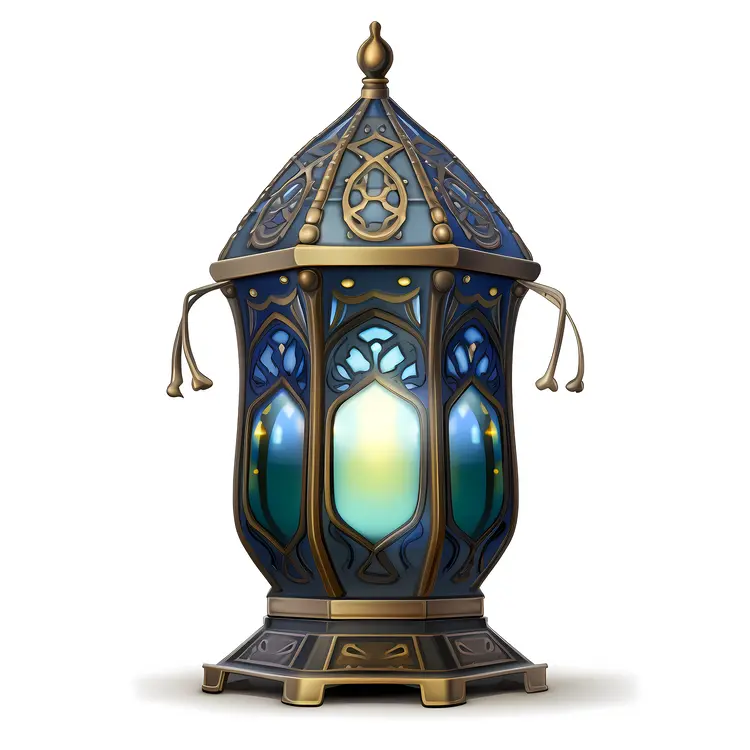 Blue Lantern with Golden Accents