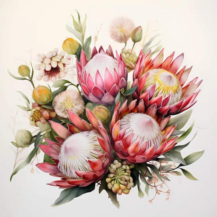 Bouquet of Pink Protea Flowers