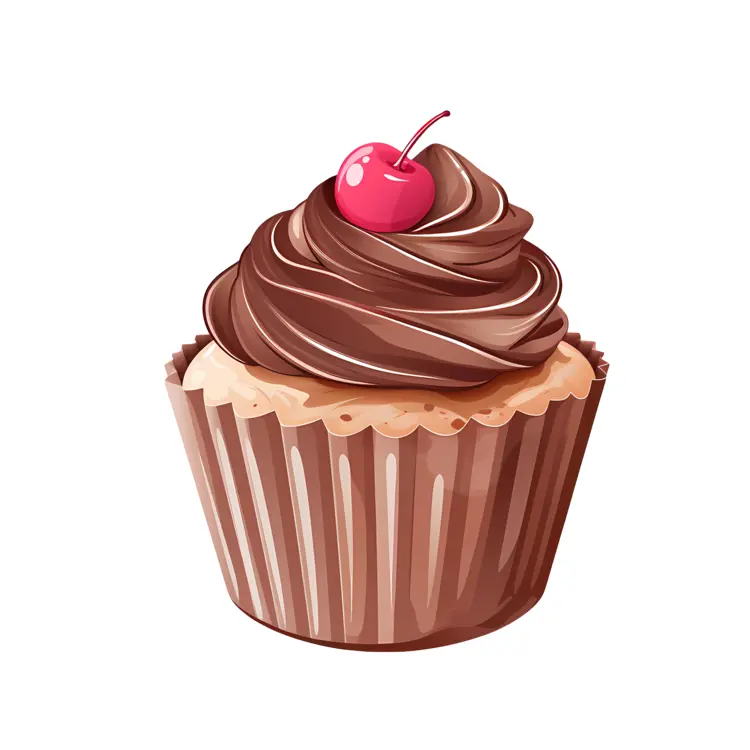 Cupcake with Chocolate Frosting and Cherry