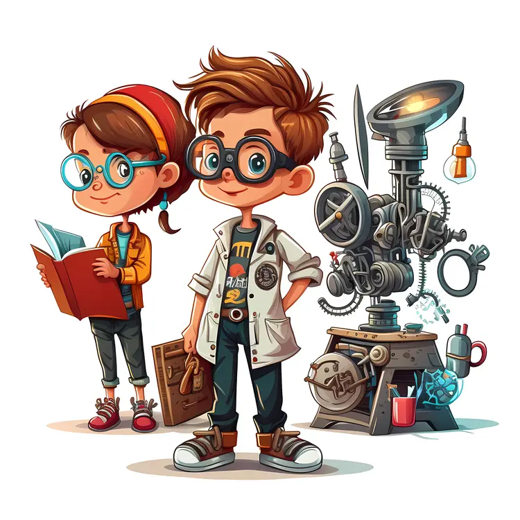 Children with Machine and Book