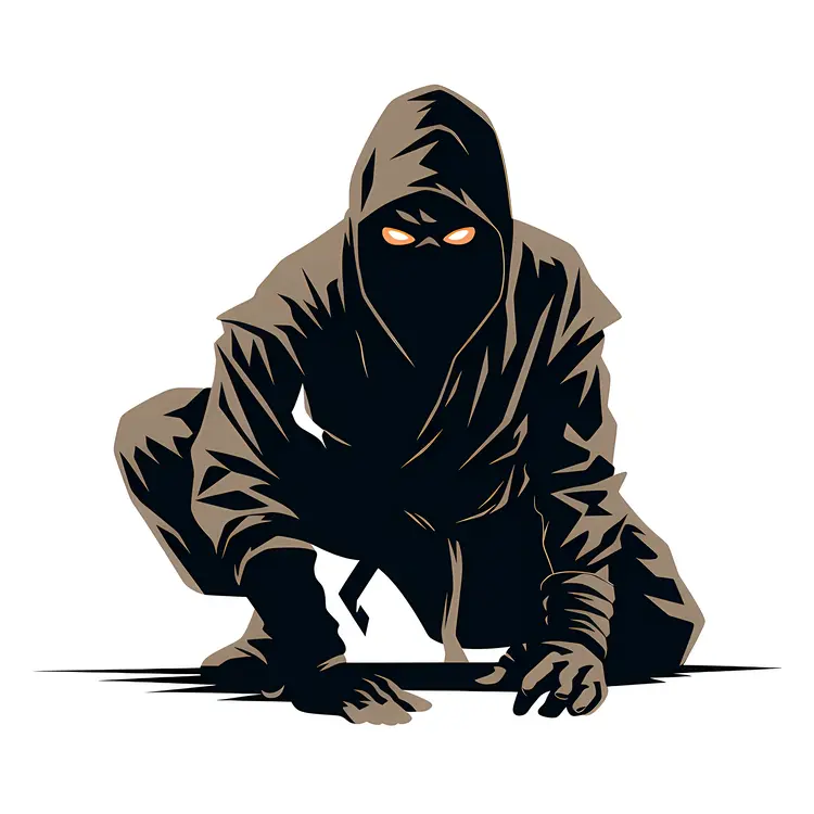 Black Ninja in Stealth Pose