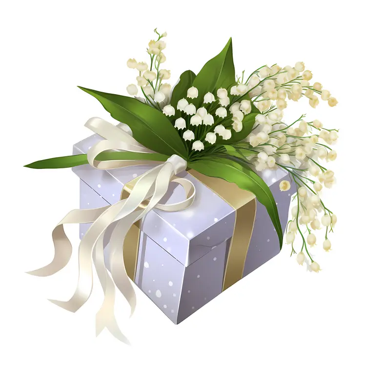Beautiful Gift Box with Lily of the Valley Flowers