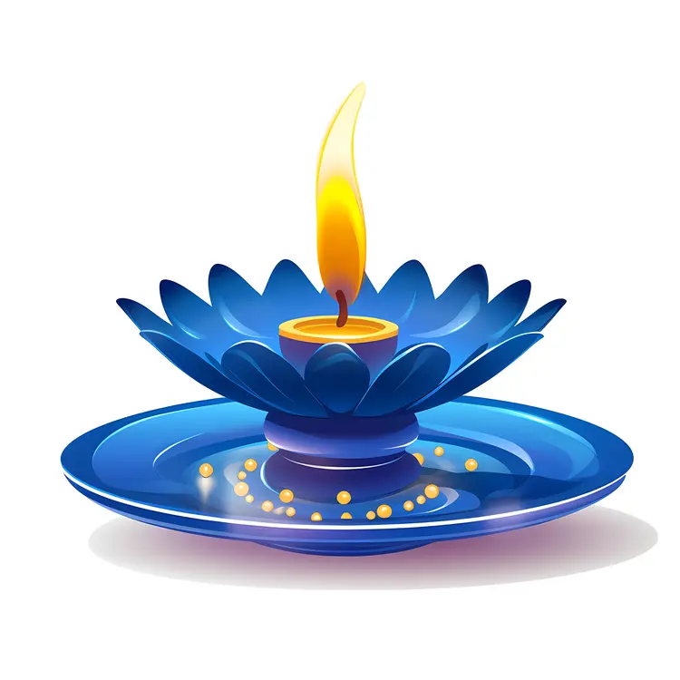 Blue Lamp with Candle Flame
