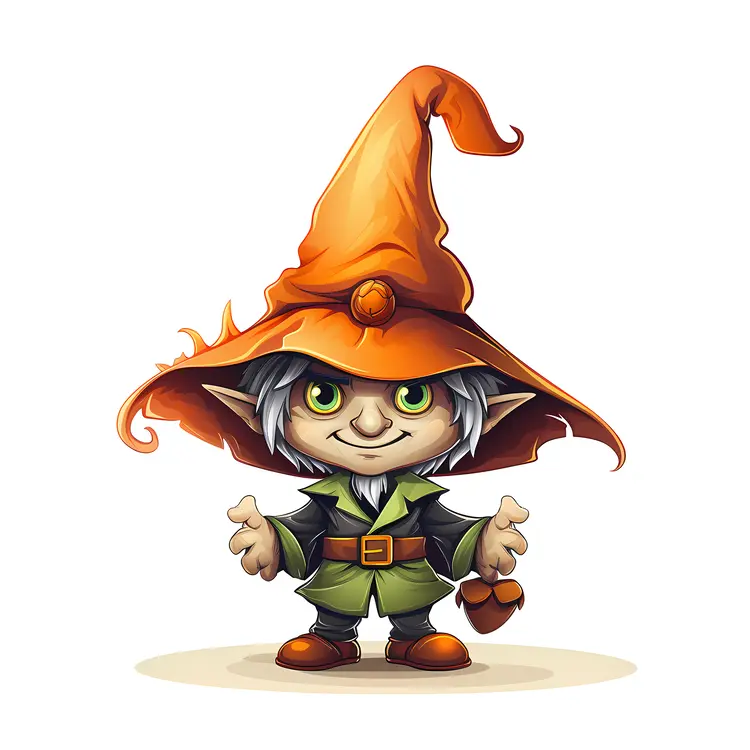 Cute Elf with Orange Hat and Green Outfit