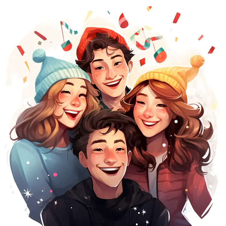 Friends Celebrating Christmas Together