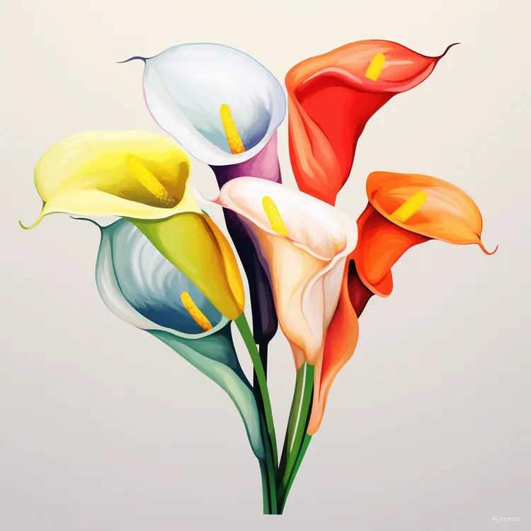 Colorful Calla Lily Bouquet Illustration