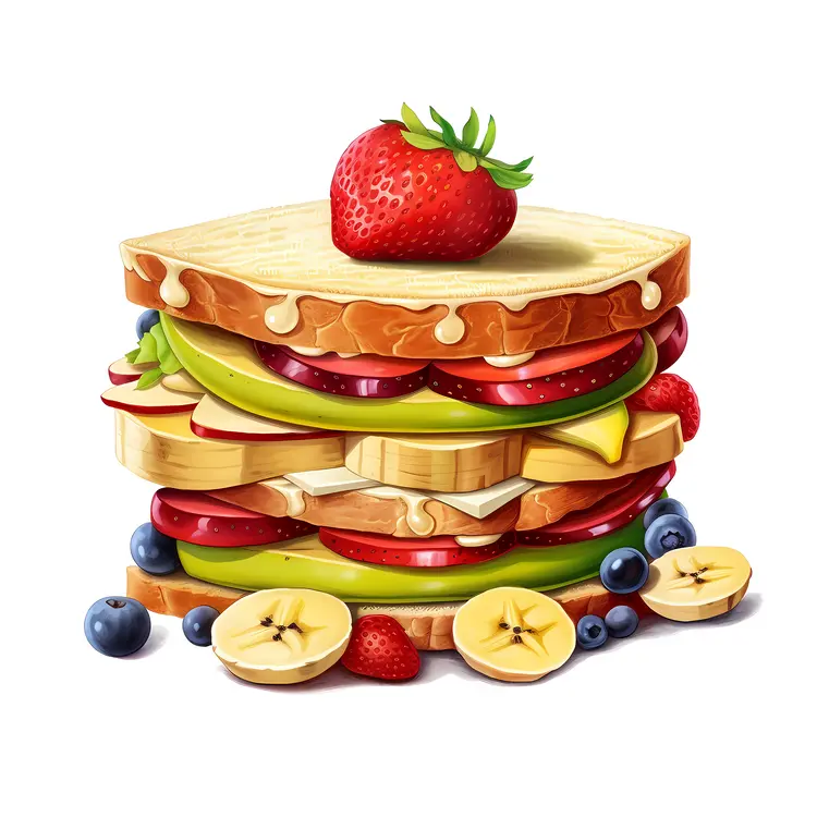 Colorful Fruit Sandwich with Fresh Ingredients