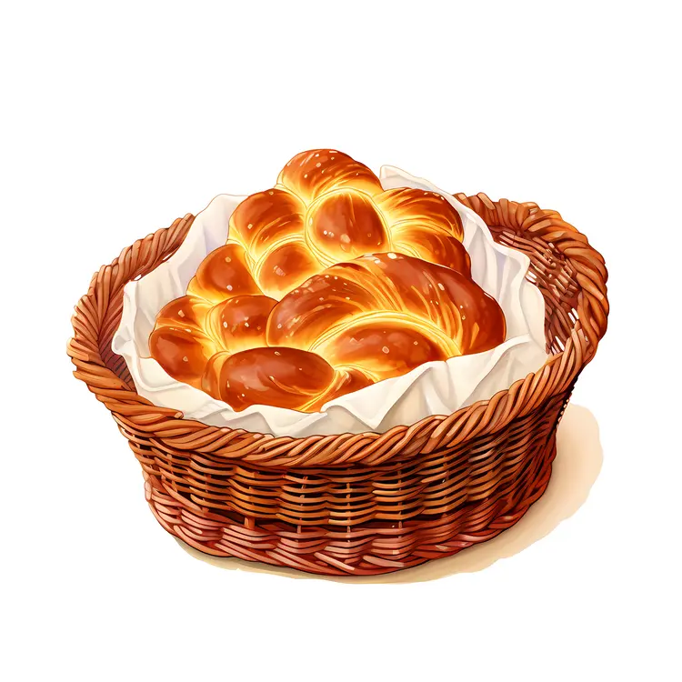 Golden Braided Bread in Basket