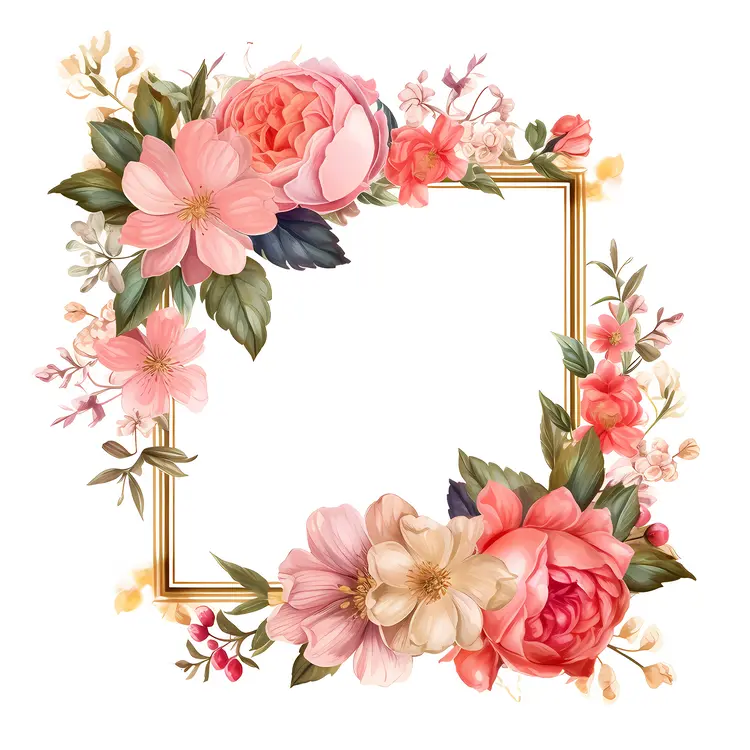 Elegant Floral Frame with Pink Flowers