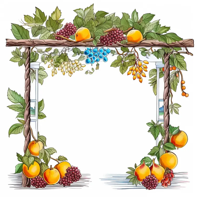 Beautiful Fruit Frame with Grapes and Apricots