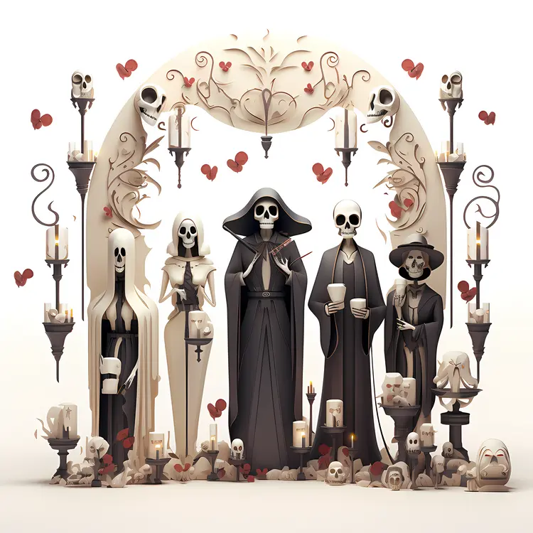 Skeletons in Formal Wear with Candles