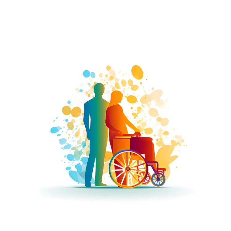 Colorful Silhouettes of Diverse People with Wheelchairs