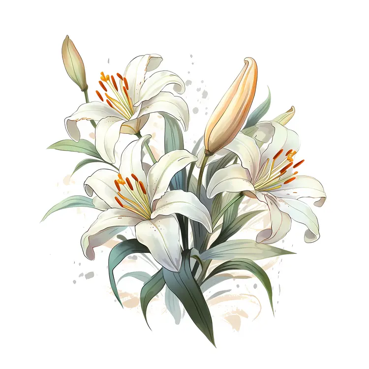 White Lilies in Bloom