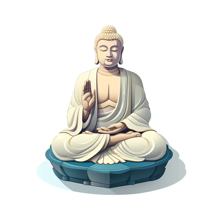 White Buddha Statue on Lotus